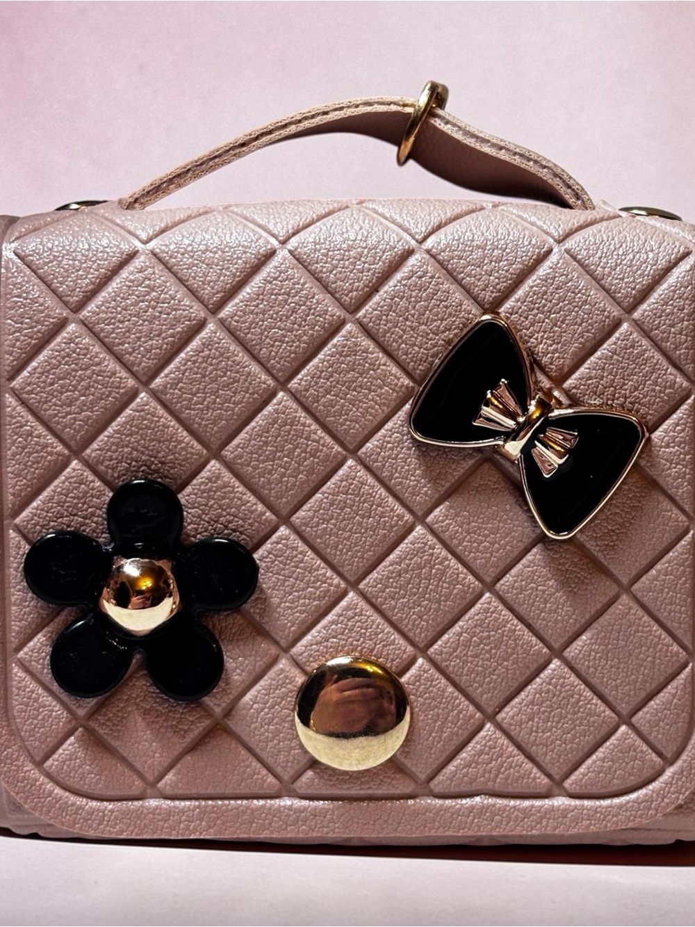 New Small Top-Handle Leather Satchel in (Pink, burgundy,black key chains